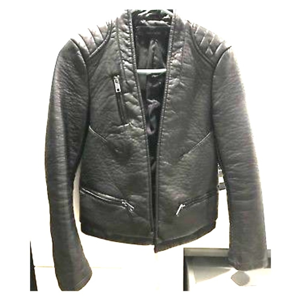 Zara Basic Faux Vegan leather black Moto jacket